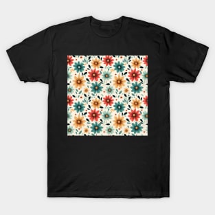 Floral Symphony: Graceful Blossoms in Dynamic Hues T-Shirt